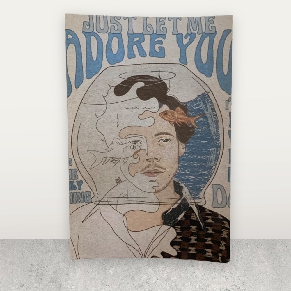 “Just Let Me Adore You” Harry Styles reprint framed in black with glass 4x6”‌‌‍‍